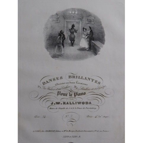 KALLIWODA J. W. Six Valses et un Cotillon op 34 Piano ca1835