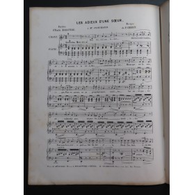CHERET P. Les Adieux d'une Soeur Chant Piano ca1840