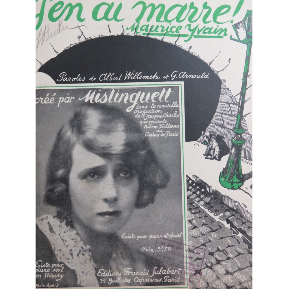 YVAIN Maurice J'en ai Marre Piano 1921