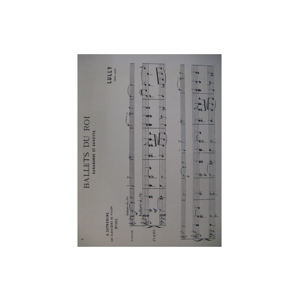 LULLY Ballets du Roi Violon Piano 1926
