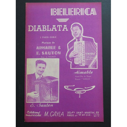 Belerica Diablata 2 Pasos-Doble Aimable E. Sauton Accordéon 1959
