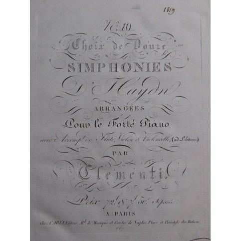 CLEMENTI Muzio Symphonie No 10 Haydn Piano Violon 1815