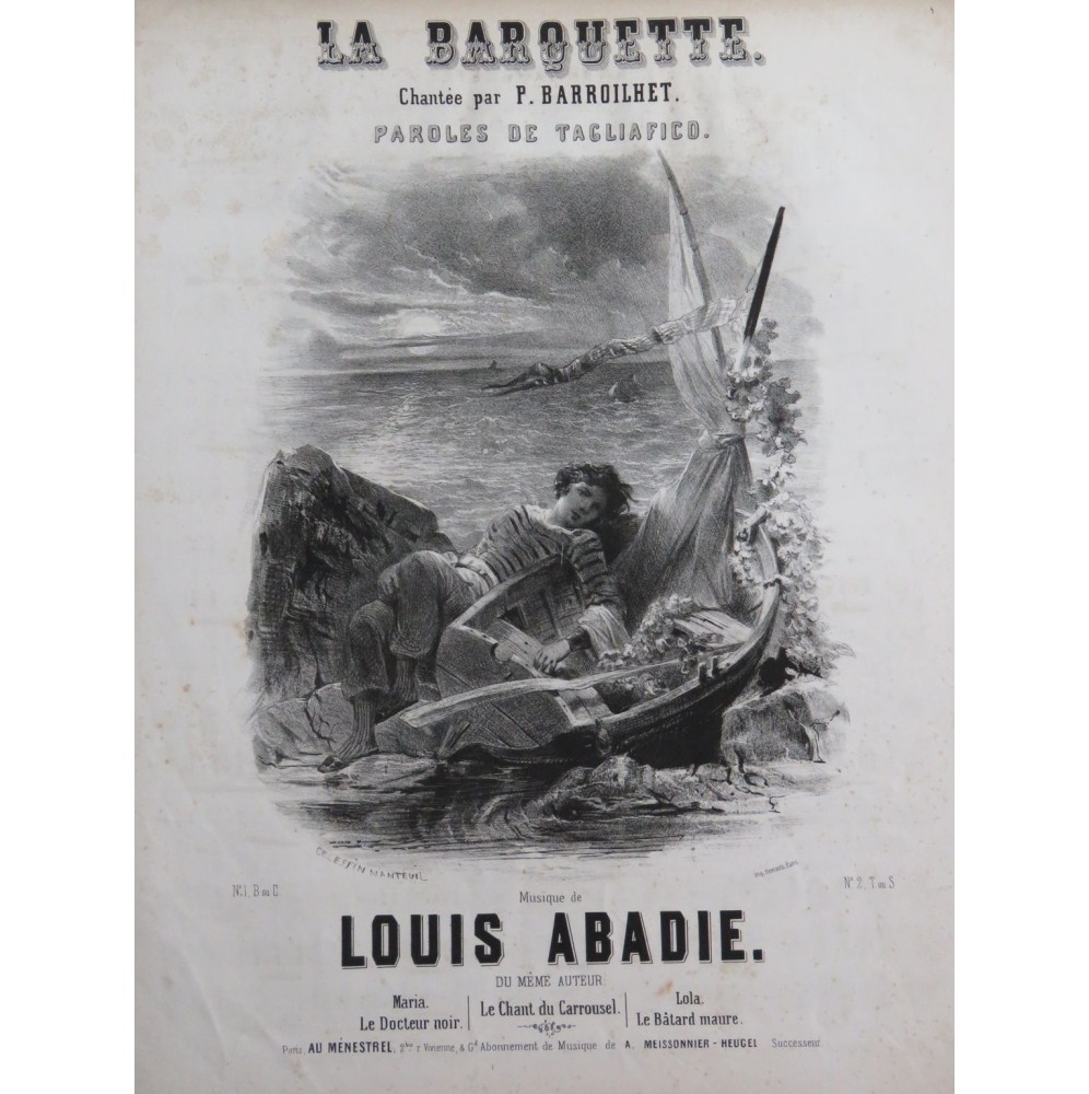 ABADIE Louis La Barquette Chant Piano ca1845