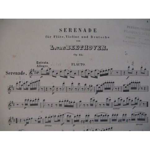 BEETHOVEN Sérénade Flute Alto Violon ca1910