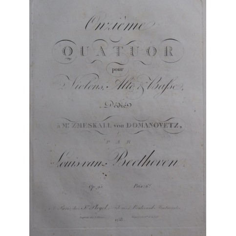 BEETHOVEN Quatuors op 95 No 11 Violon Alto Violoncelle ca1817