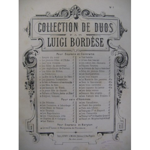 BORDESE Luigi La Prédiction Chant Piano ca1895