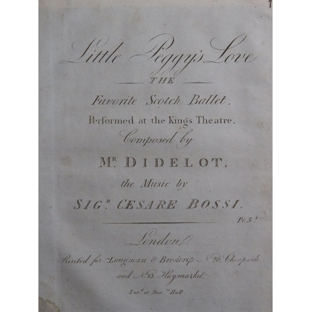 BOSSI Cesare Little Peggy's Love Piano ca1796