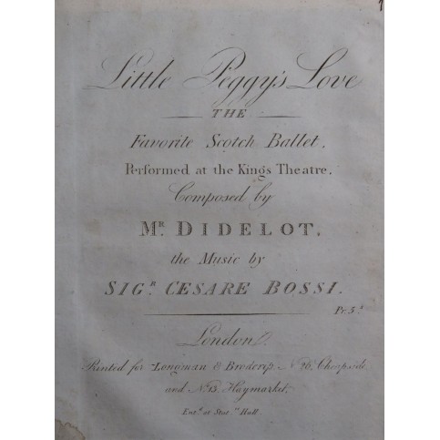 BOSSI Cesare Little Peggy's Love Piano ca1796