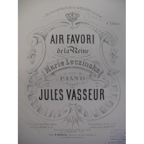 VASSEUR Jules Air Favori Piano XIXe