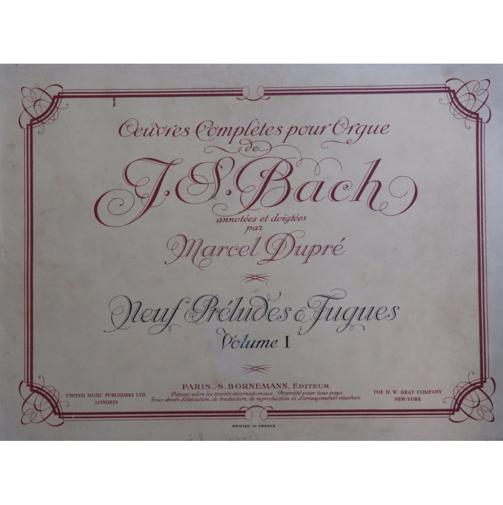 BACH J. S. Oeuvres Complètes Volume 1 Orgue