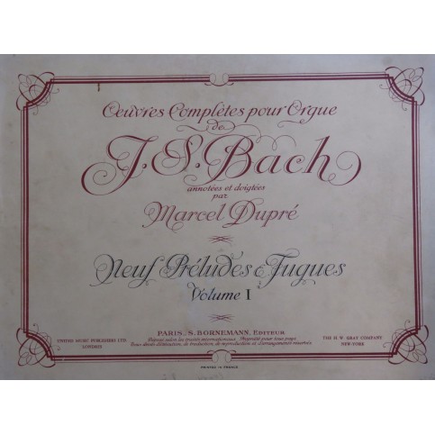 BACH J. S. Oeuvres Complètes Volume 1 Orgue