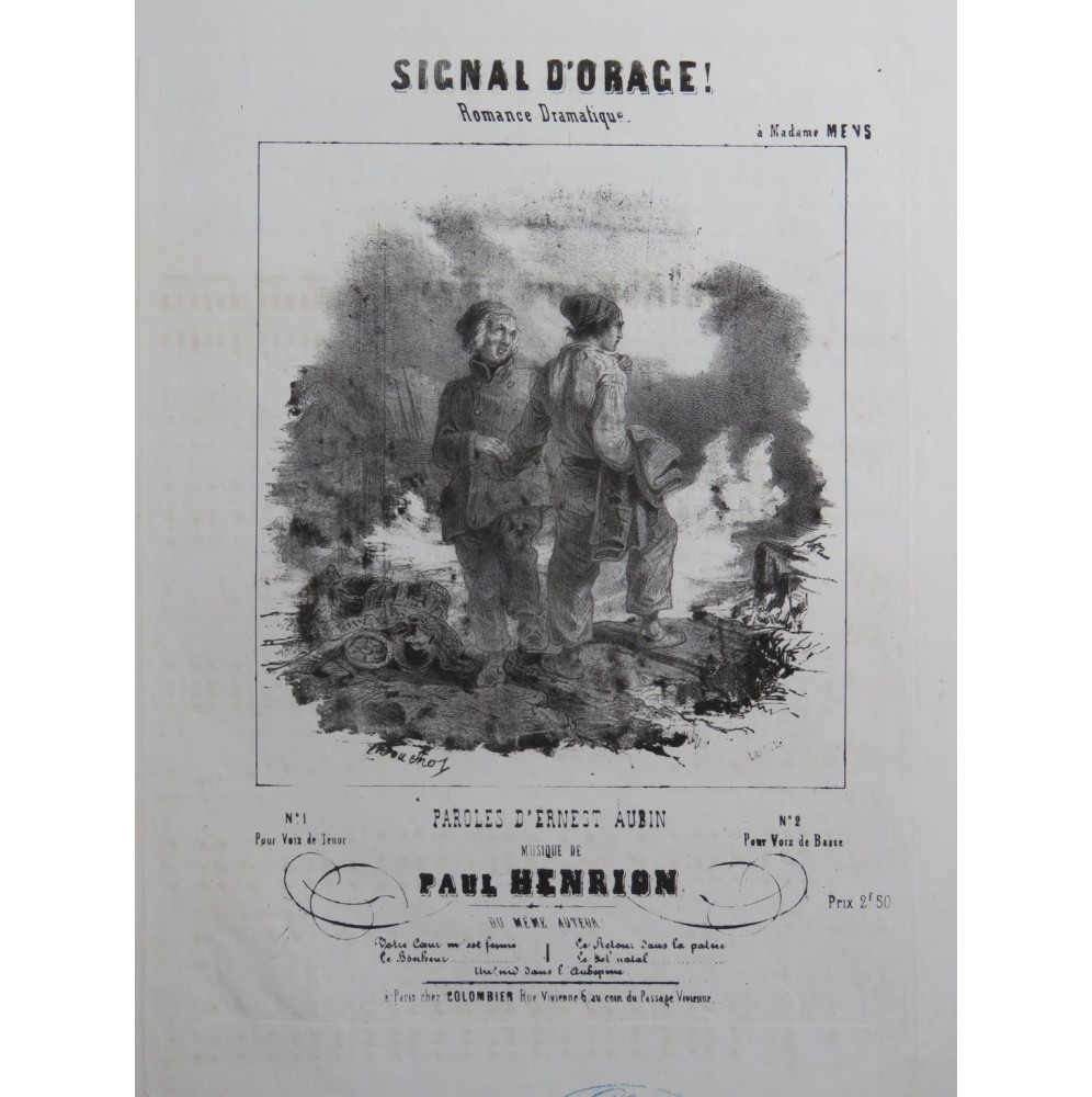 HENRION Paul Signal d'Orage Chant Piano ca1840