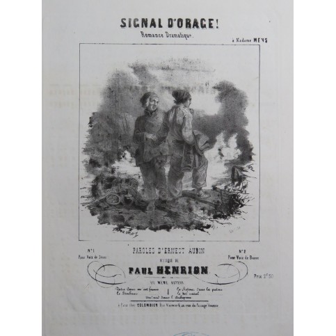 HENRION Paul Signal d'Orage Chant Piano ca1840