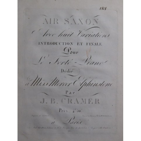 CRAMER J. B. Air Saxon Piano ca1818