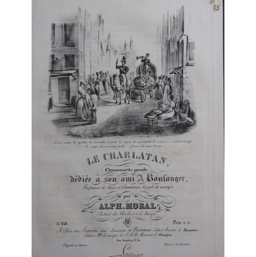 MORAL Alph. Le Charlatan Chant Piano ou Harpe ca1830
