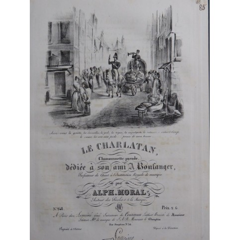 MORAL Alph. Le Charlatan Chant Piano ou Harpe ca1830