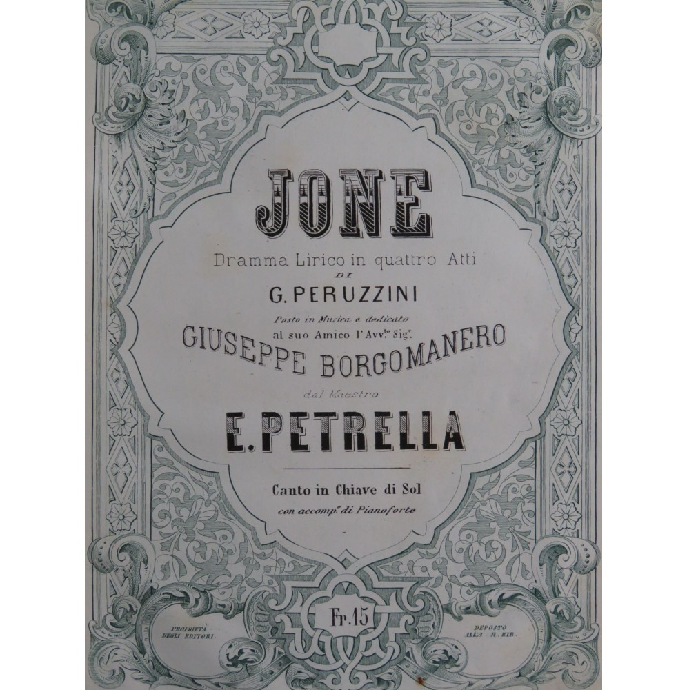 PETRELLA Errico Jone Opéra Chant Piano ca1862