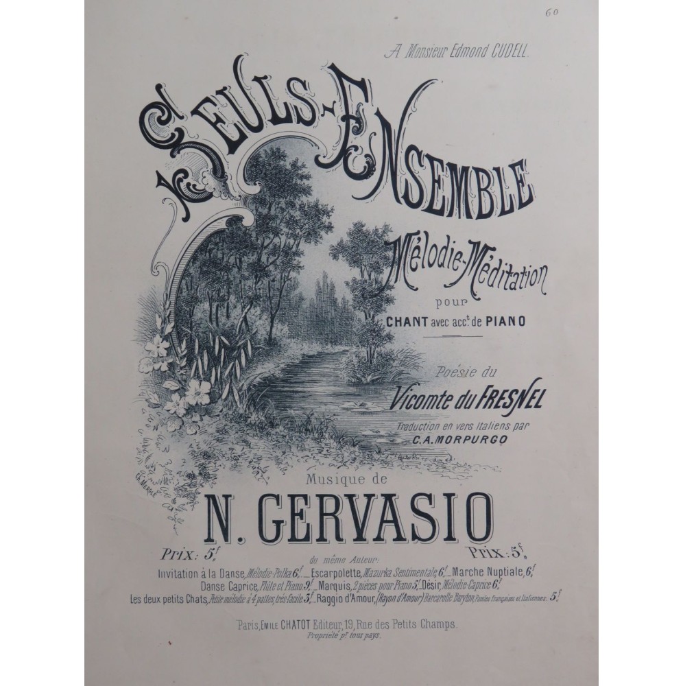 GERVASIO N. Seuls Ensemble Chant Piano ca1885