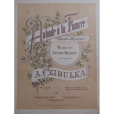 CZIBULKA Alphonse Aubade à la Fiancée Chant Piano ca1885