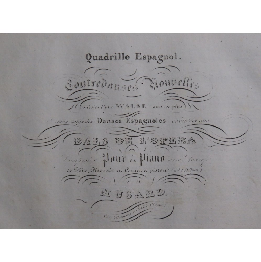 MUSARD Quadrille Espagnol Piano Flûte Cornet Flageolet ca1840