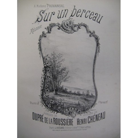 CHÉNEAU Henri Sur un Berceau Chant Piano ca1890