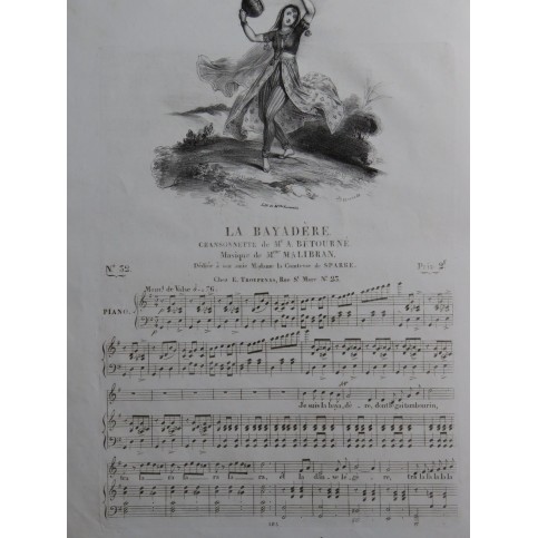 MALIBRAN Marie La Bayadère Chant Piano ca1830