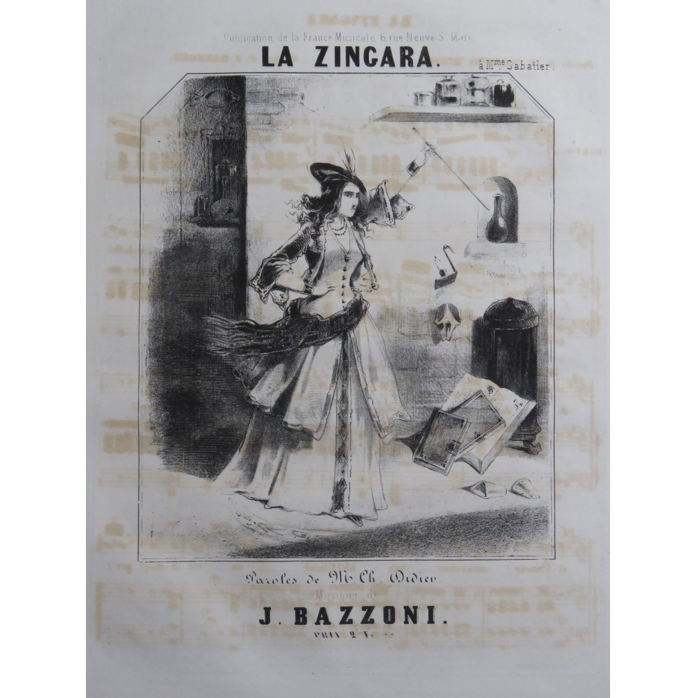 BAZZONI J. La Zingara Chant Piano ca1840