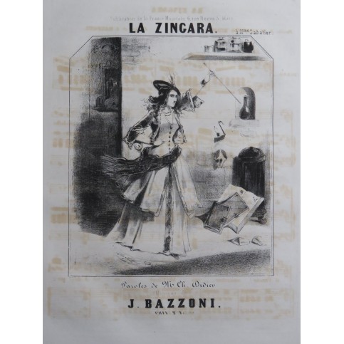 BAZZONI J. La Zingara Chant Piano ca1840