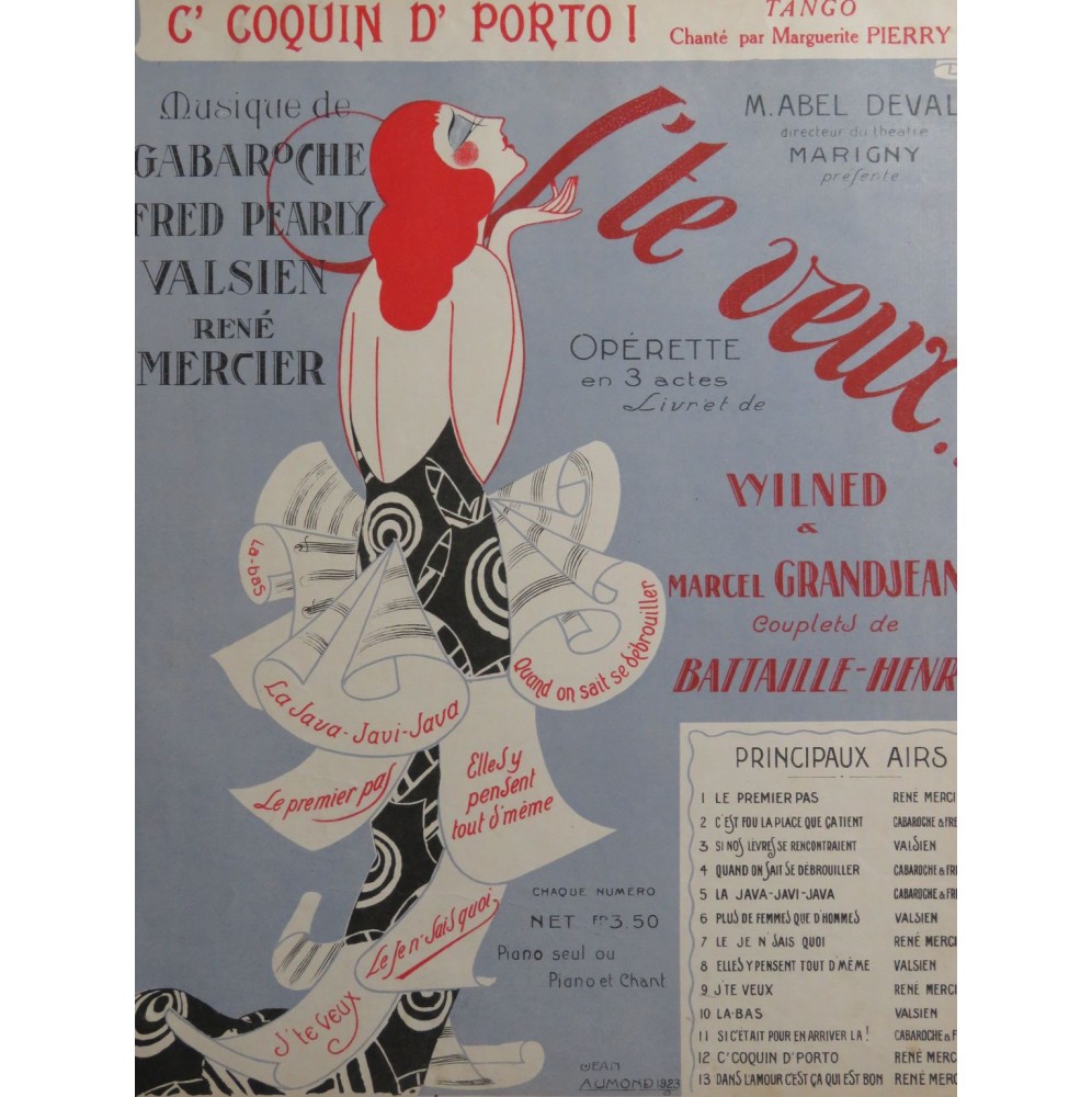 MERCIER René C'Coquin D'Porto ! Chant Piano 1923