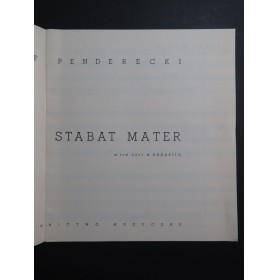 PENDERECKI Krzysztof Stabat Mater Choeur Chant 1963