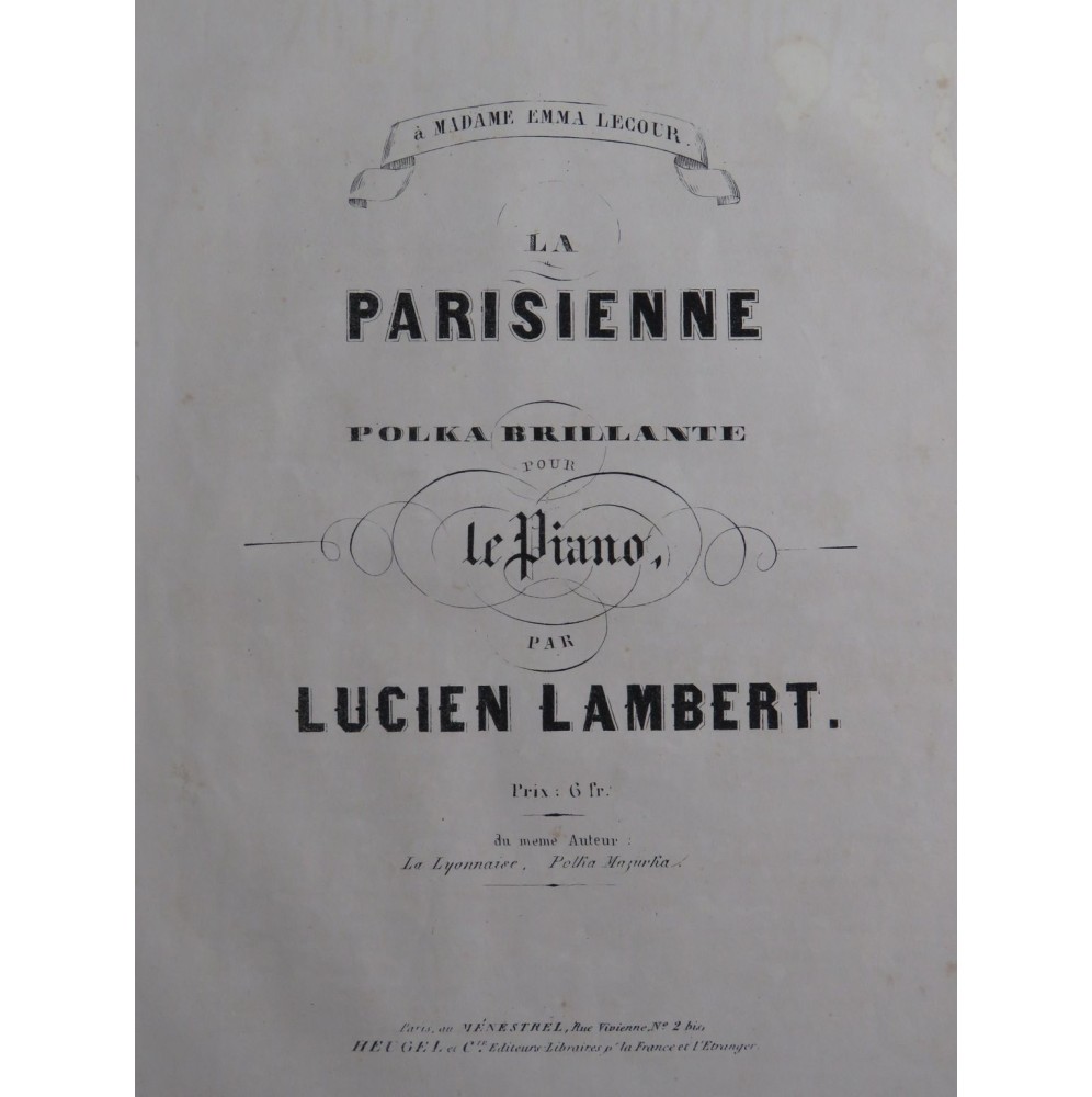 LAMBERT Lucien La Parisienne Piano ca1857