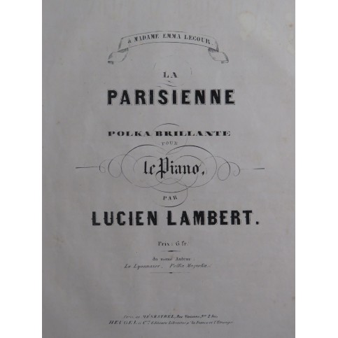 LAMBERT Lucien La Parisienne Piano ca1857