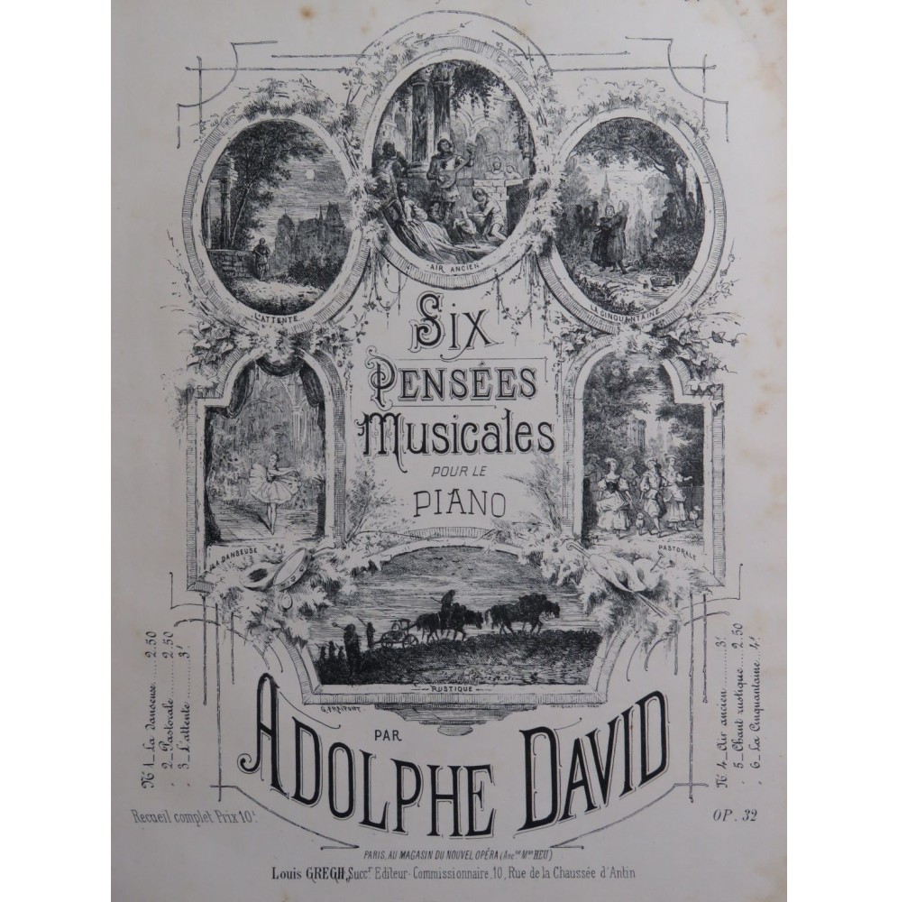 ADAM Adolphe Six Pensées Musicales op 32 Piano ca1890