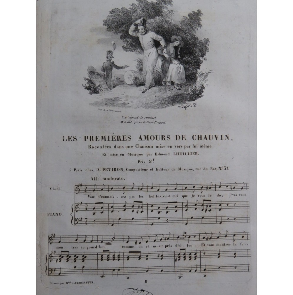 LHUILLIER Edmond Les Premières Amours de Chauvin Chant Piano ca1830