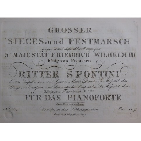SPONTINI Gaspare Grosser Sieges und Festmarsch Piano ca1830