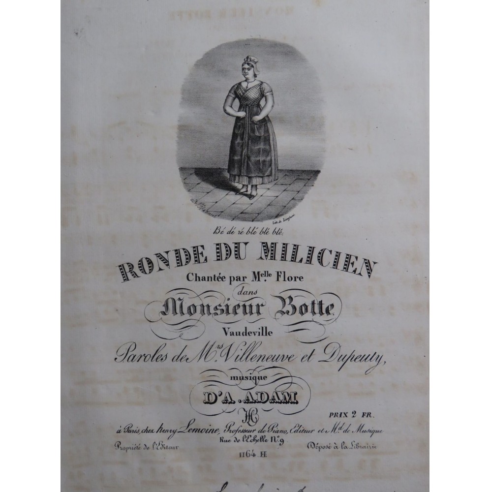 ADAM Adolphe Ronde du Milicien Chant Piano ou Harpe ca1825