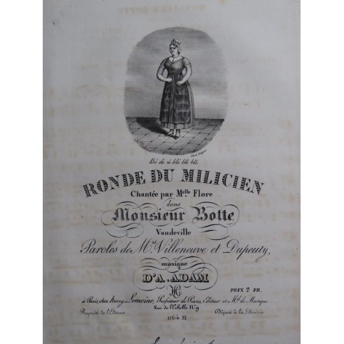 ADAM Adolphe Ronde du Milicien Chant Piano ou Harpe ca1825