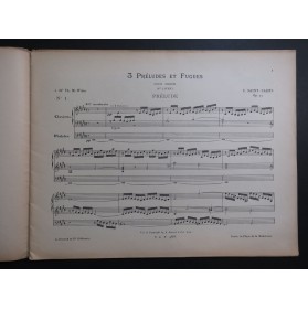 SAINT-SAËNS Camille Six Préludes et Fugues 1er Livre Orgue 1894