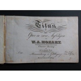 MOZART W. A. La Clemenza di Tito Opéra Chant Piano ca1830