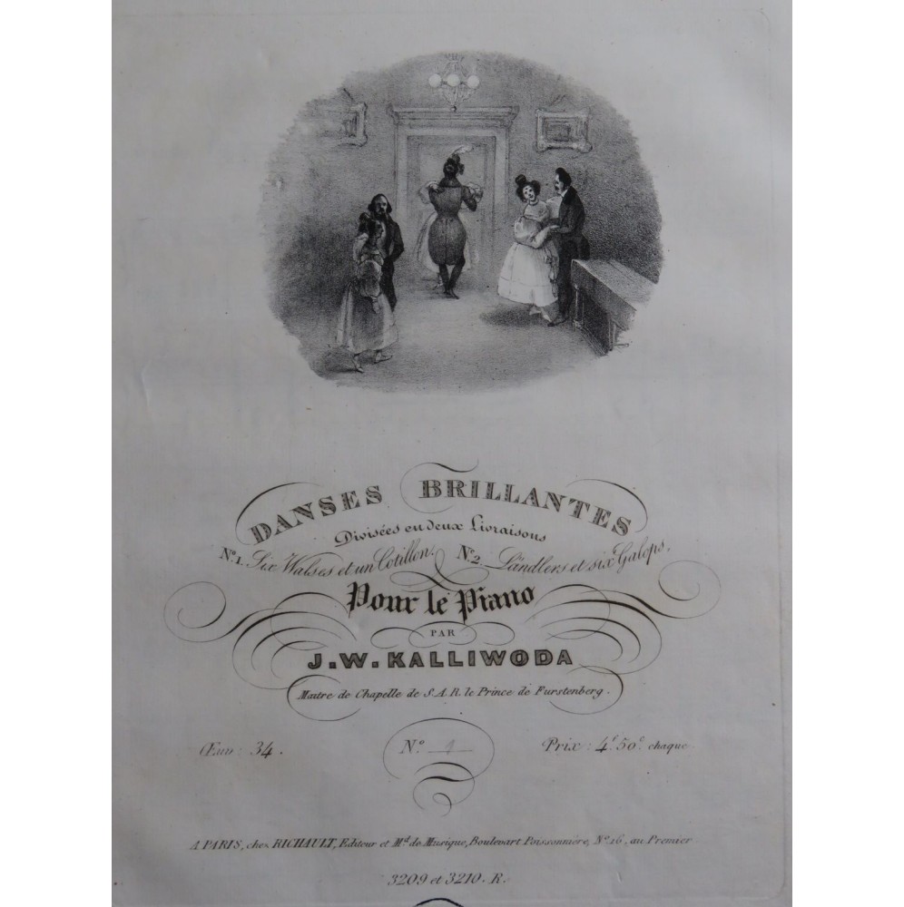 KALLIWODA J. W. Ländlers et six Galops op 34 Piano ca1835