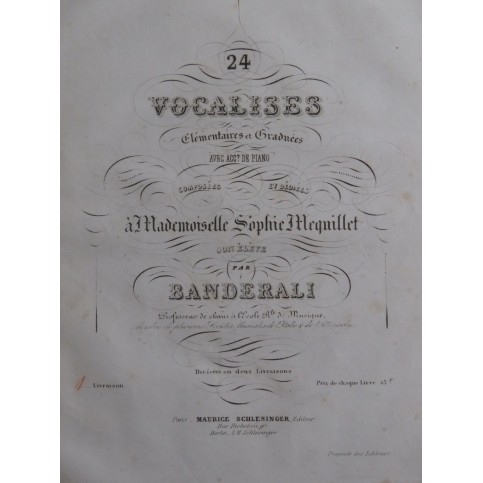 BARTHE-BANDERALI Anna 24 Vocalises 1ère Livraison Chant Piano ca1838