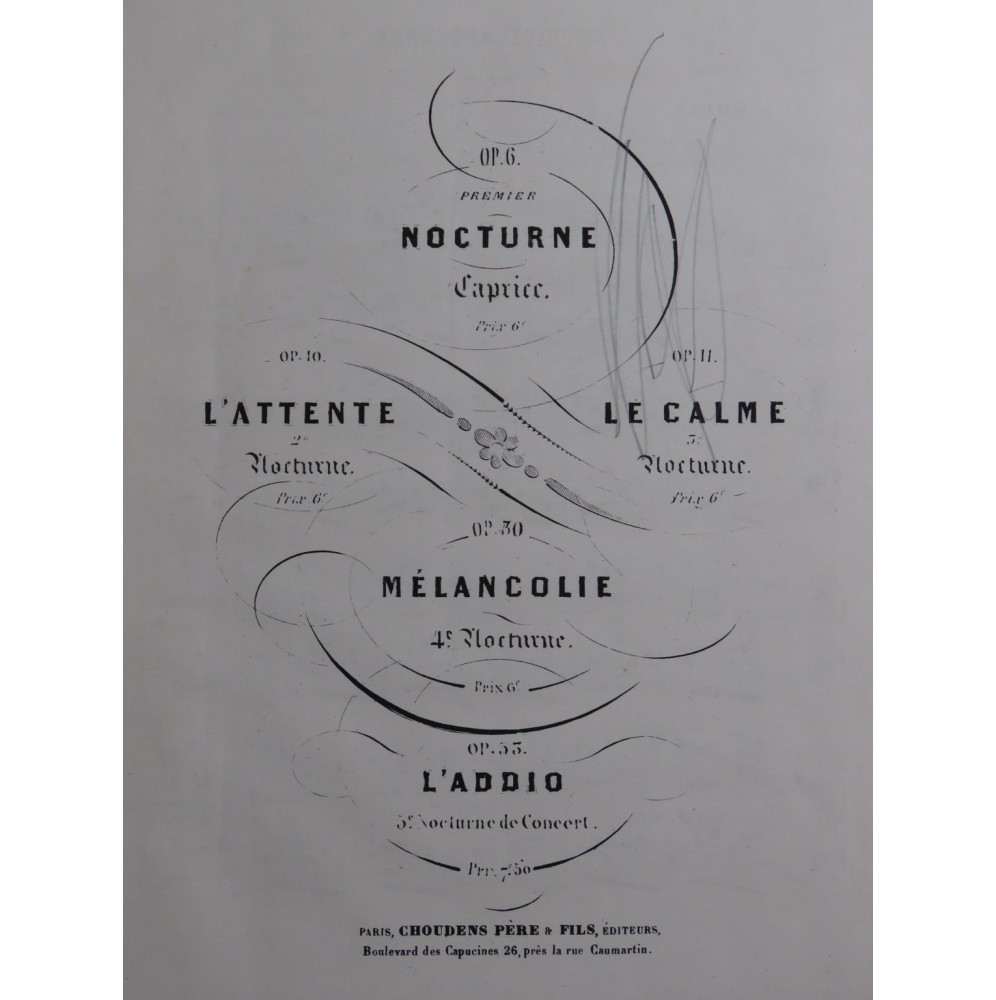 GORIA Alexandre Caprice Nocturne op 6 Piano ca1880