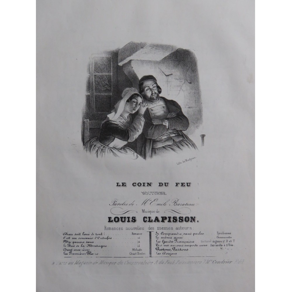 CLAPISSON Louis Le Coin du Feu Chant Piano ca1840