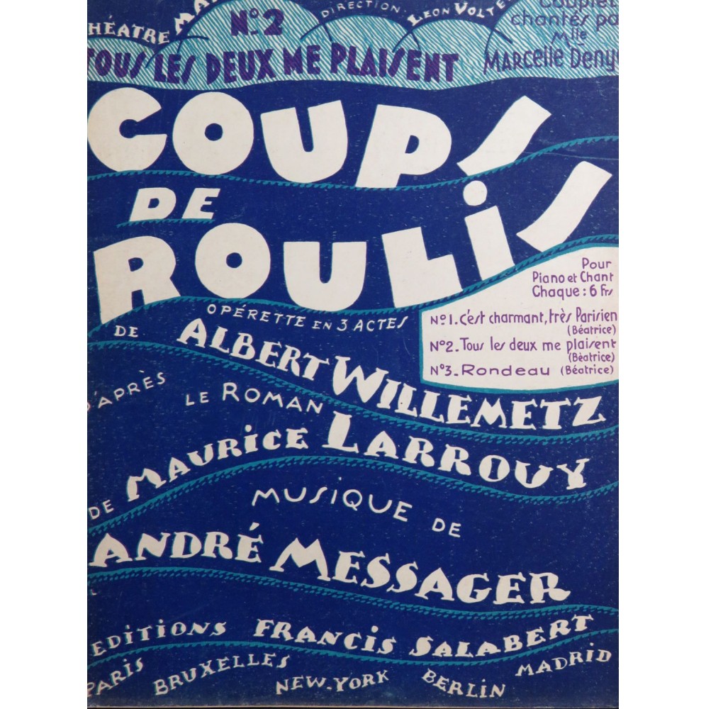 MESSAGER André Tous les deux me plaisent Chant Piano 1928