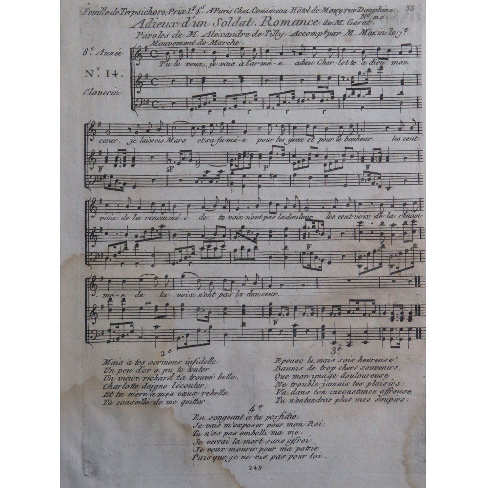 GARAT Romance DALAYRAC Philippe et Georgette Chant Clavecin ca1800