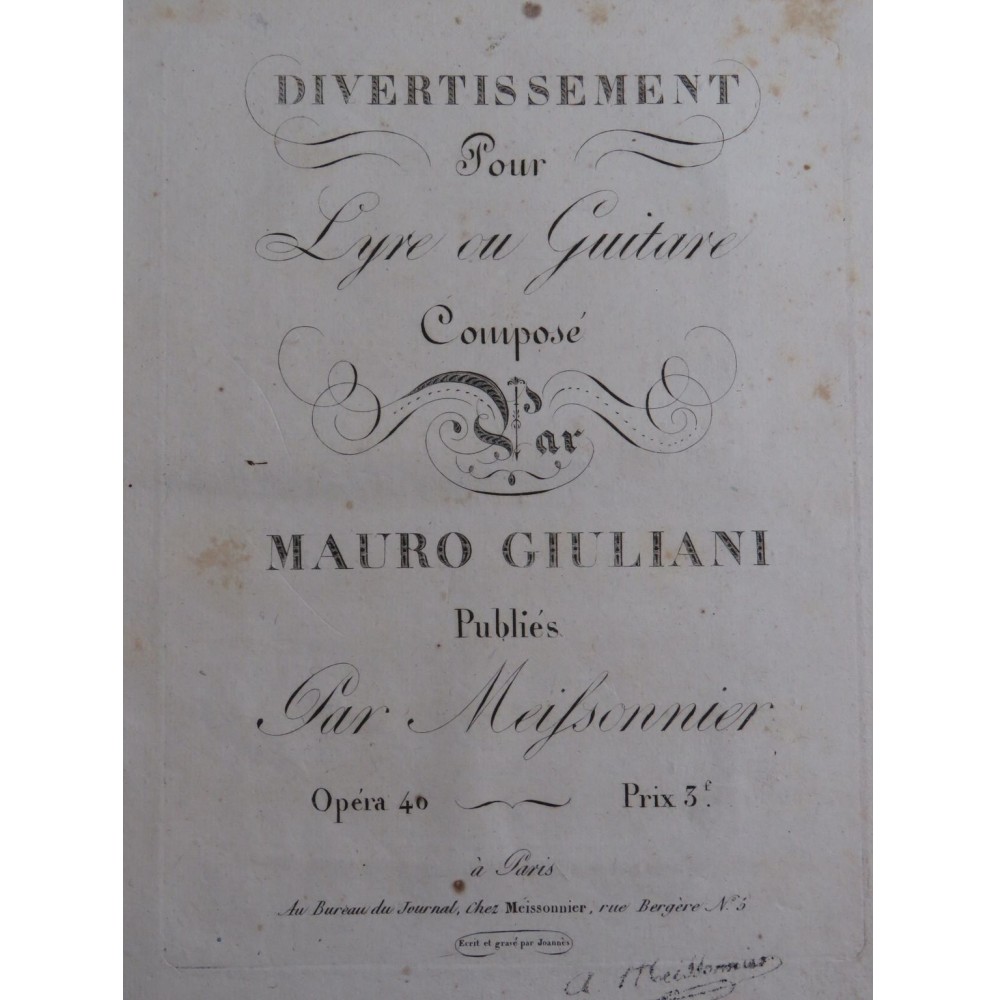 GIULIANI Mauro Divertissement op 40 Lyre ou Guitare ca1820
