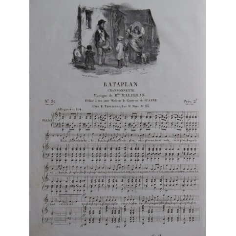 MALIBRAN Marie Rataplan Chant Piano ca1830