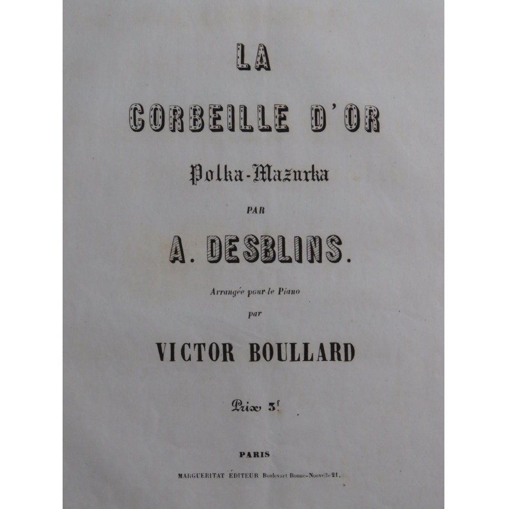 BOULLARD Victor La Corbeille d'Or Piano XIXe siècle