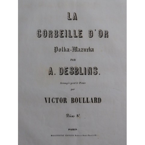 BOULLARD Victor La Corbeille d'Or Piano XIXe siècle