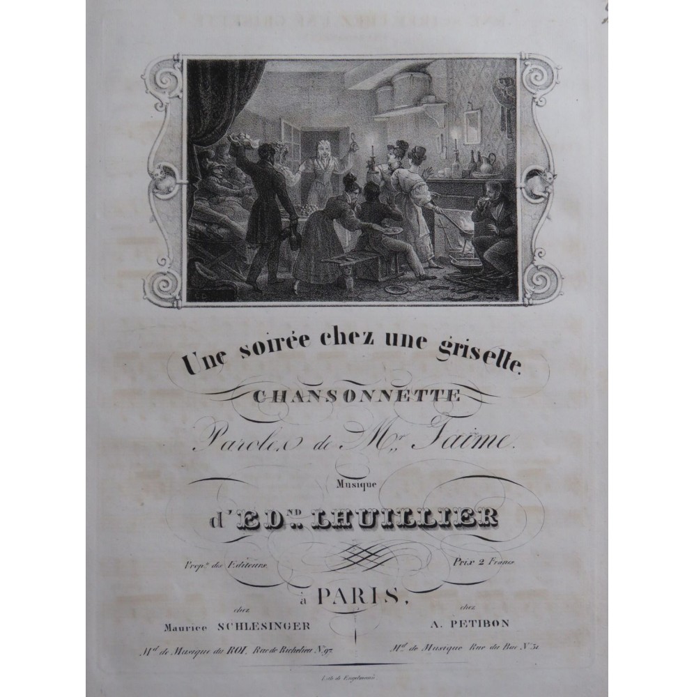 LHUILLIER Edmond Une soirée chez une griselle Chant Piano ca1830